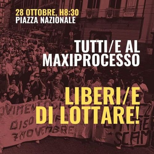 La lotta di classe non si arresta. Il 28/9 tutti al maxi-processo